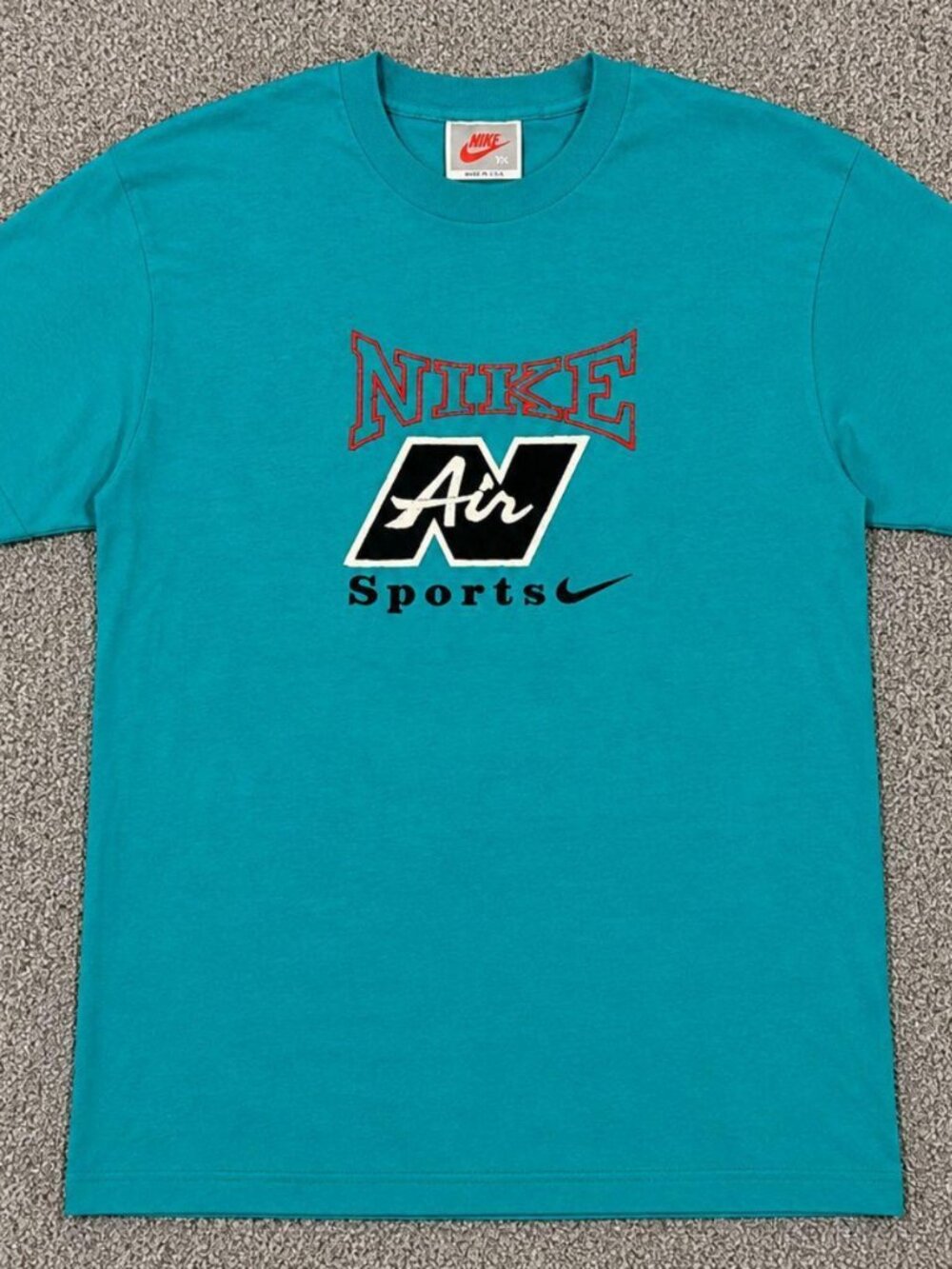 Nike Air Sports Teal Graphic T-Shirt Retro 90s Y2K Swoosh Tee